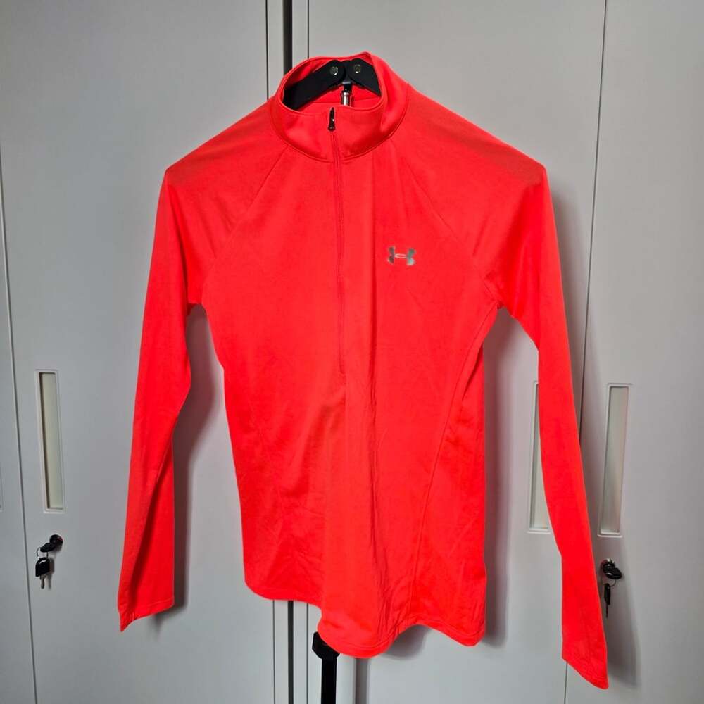 Under Armour HeatGear Loose Half Zip Long Sleeve Athletic Shirt Coral Size Small